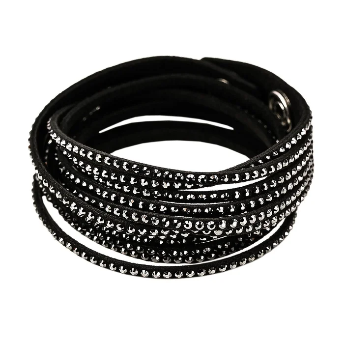 Swarovski 1179237 Women’s Slake Black Alcantara Crystal Accented Twisted Bracelet, 14-1/8″ Length