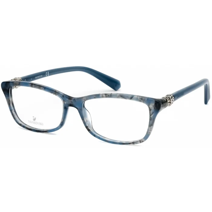 Swarovski Unisex Eyeglasses – Shiny Blue Rectangular Full-Rim, 54 mm | SK5243 090