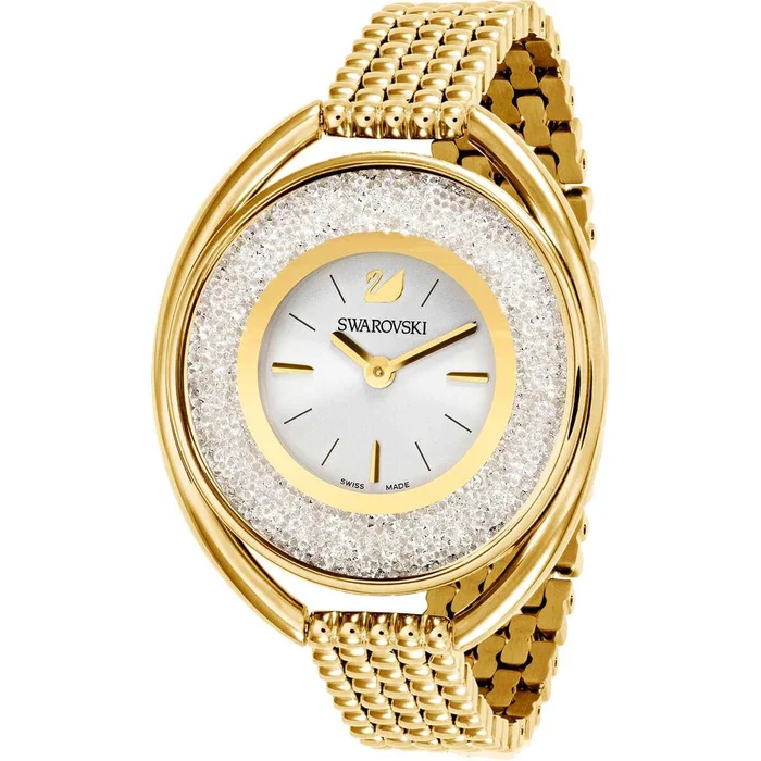 Swarovski Women’s Bracelet Watch – Crystalline Oval White Dial Yellow Steel | 5200339