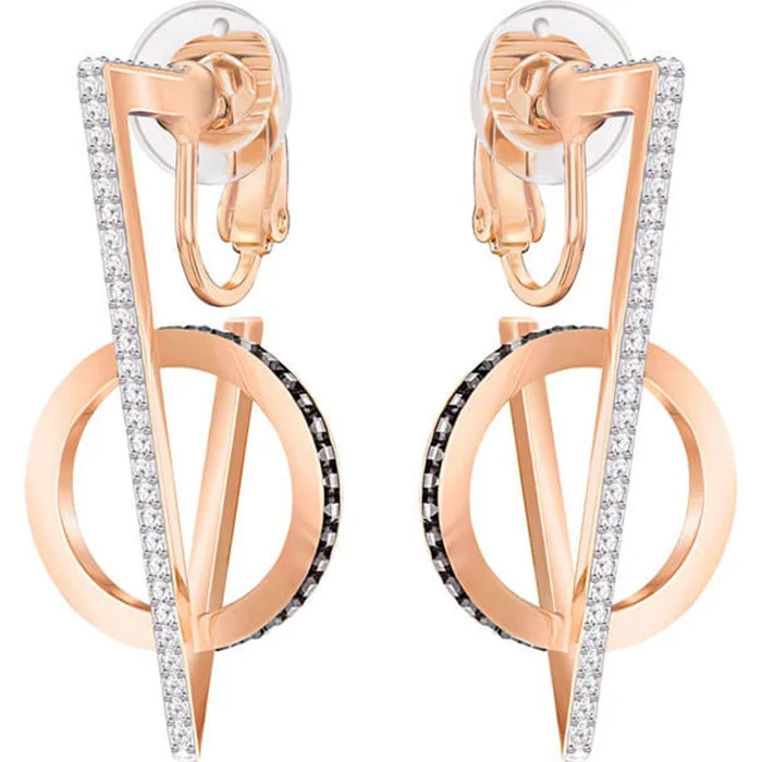 Swarovski Women’s Clip Earrings – Hero Black & White Pave Rose Gold Crystal | 5374860