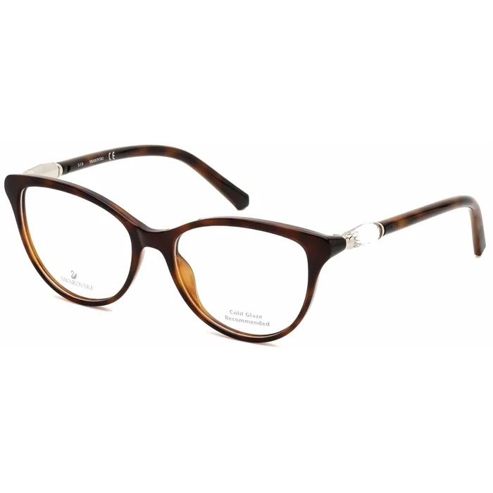 Swarovski Women’s Eyeglasses – Dark Havana Cat-Eye Full-Rim Plastic Frame | SK5311 052