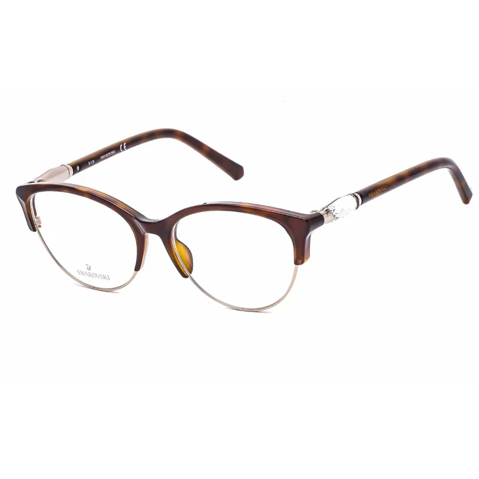 Swarovski Women’s Eyeglasses – Dark Havana Half Rim Frame Clear Lens | SK5338 052