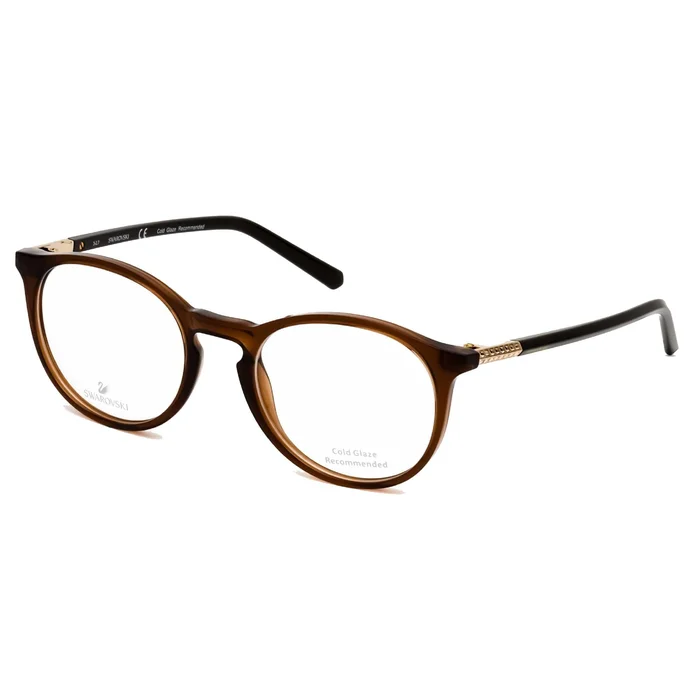 Swarovski Women’s Eyeglasses – Shiny Dark Brown Round Full-Rim Frame | SK5217 048