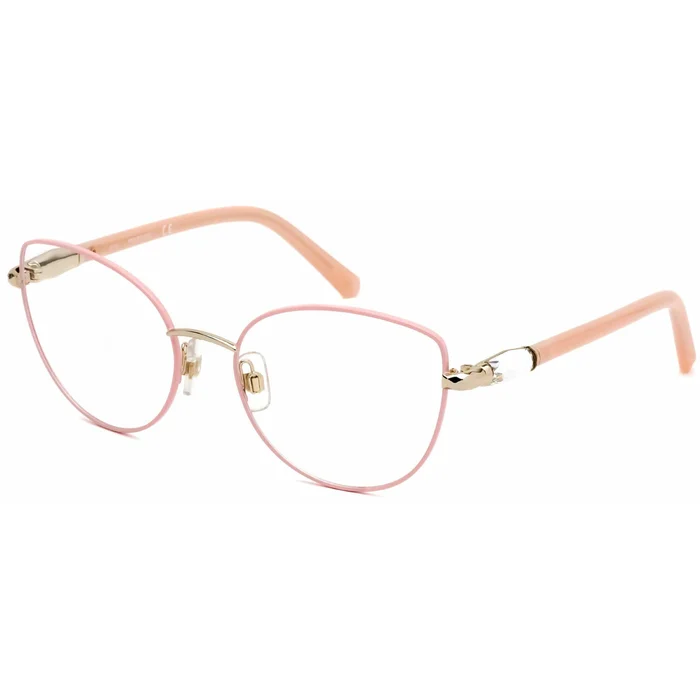 Swarovski Women’s Eyeglasses – Shiny Pink Cat-Eye Full-Rim Metal Frame | SK5340 072