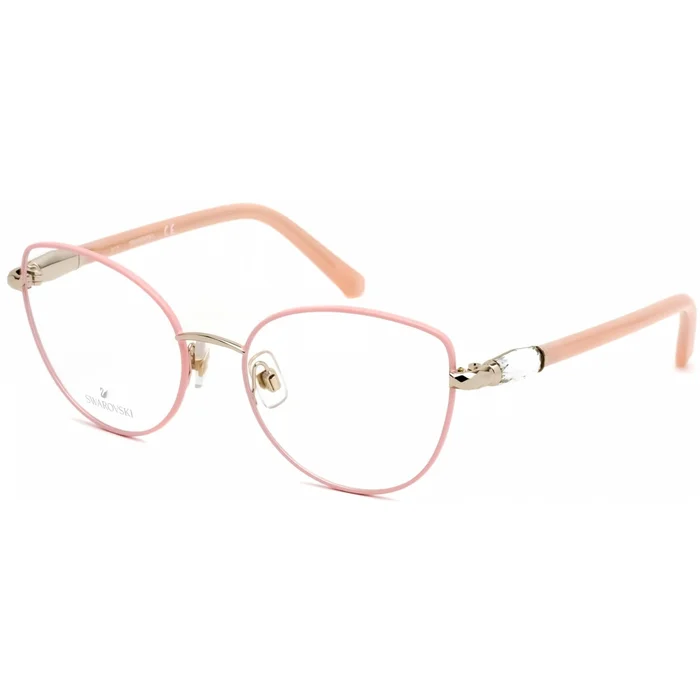 Swarovski Women’s Eyeglasses – Shiny Pink Cat Eye Metal Full-Rim Frame | SK5340 072