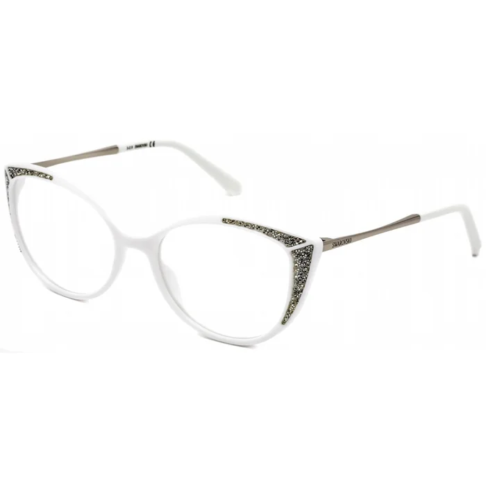 Swarovski Women’s Eyeglasses – White Cat Eye Plastic/Metal Full-Rim Frame | SK5362 021