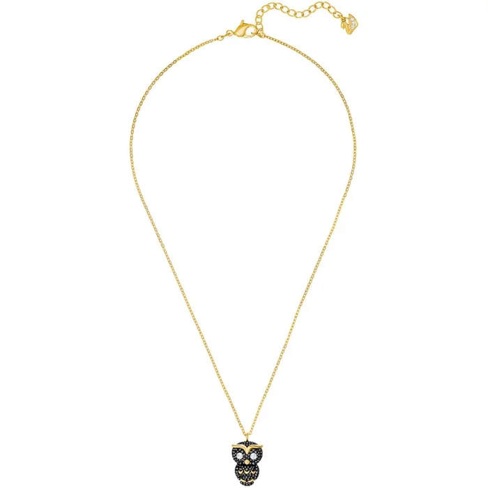 Swarovski Women’s Necklace – Little Owl 23k Gold-Plated Black Crystal | 5366714