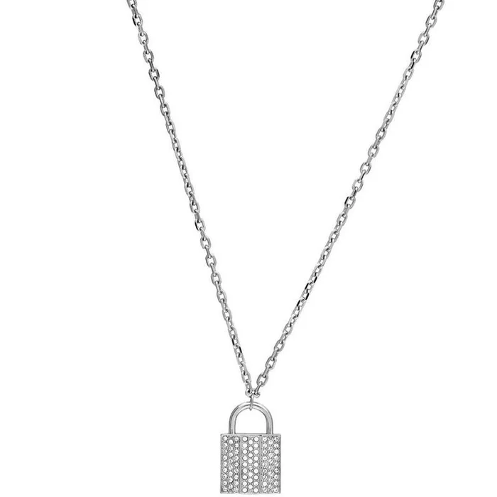 Swarovski Women’s Necklace – Rhodium Plated Silver Padlock Crystal Pendant | 5120620