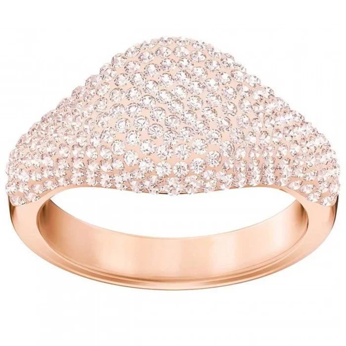 Swarovski Women’s Ring – Stone Signet Rose Gold Plated Crystal, Size 55 | 5406219
