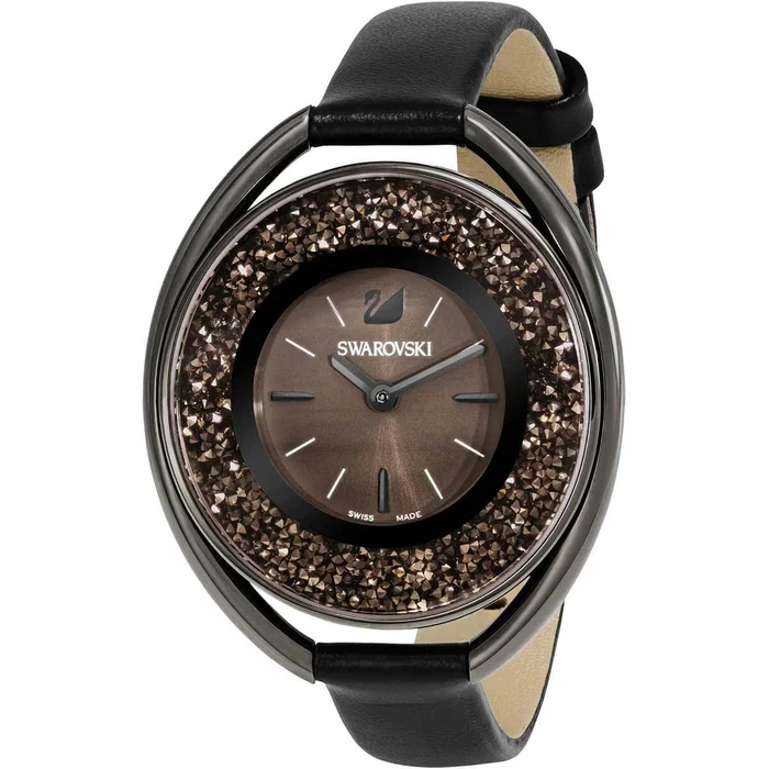 Swarovski Women’s Strap Watch – Crystalline Oval Black Leather Swiss | 5158517
