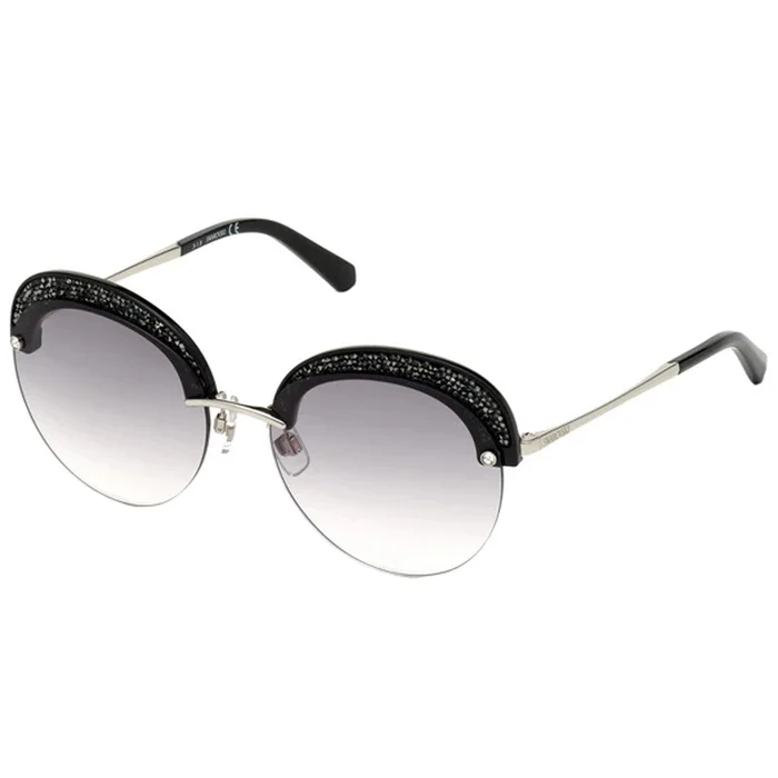 Swarovski Women’s Sunglasses – Grey Gradient Lens Round Metal Frame | SK0256 16B