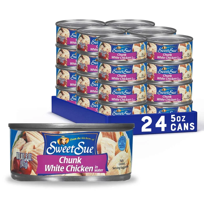 Sweet Sue Chunk White Chicken in Water, 5 oz Can (Pack of 24) – 11g Protein per Serving