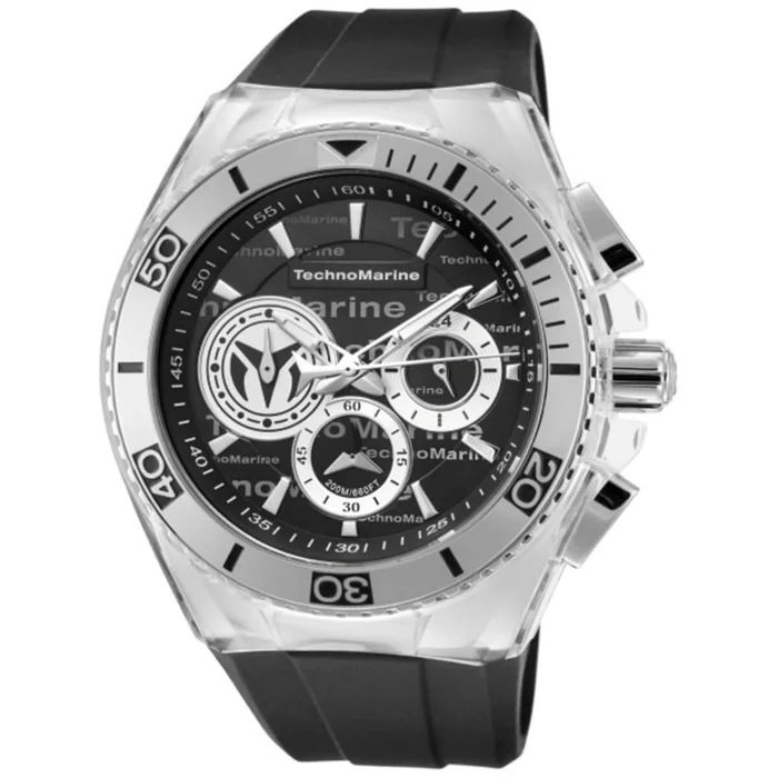 Technomarine Men’s Chrono Watch – Cruise Black Dial Rubber Strap | TM-118119