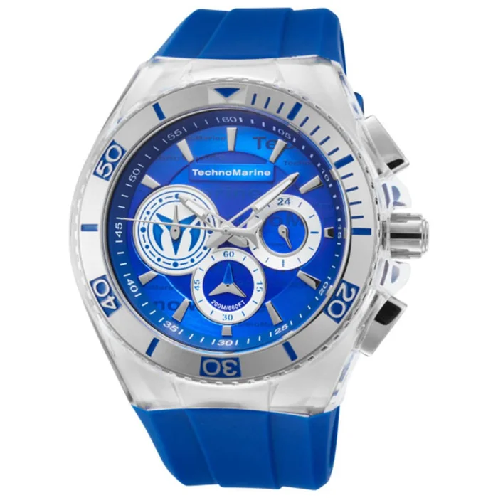 Technomarine Men’s Chrono Watch – Cruise Blue and Grey Dial Rubber Strap | TM-118121