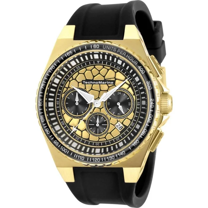 Technomarine Men’s Chrono Watch – Technocell Gold and Black Dial Strap | TM-318068