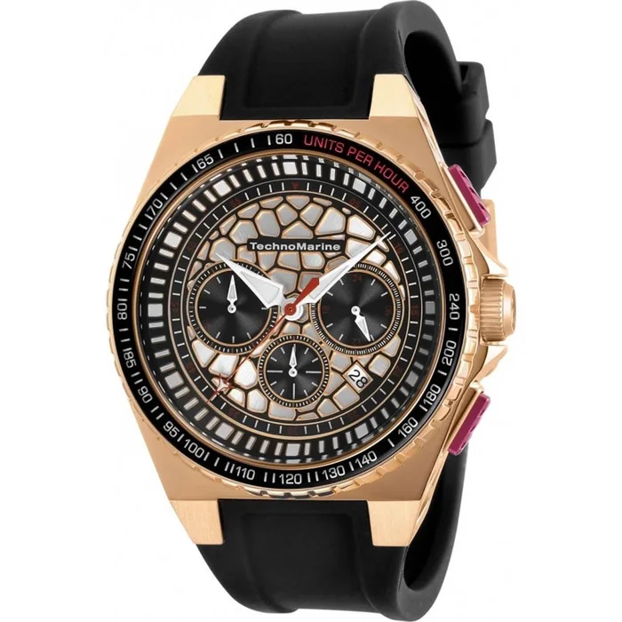 Technomarine Men’s Chrono Watch – Technocell Rose Gold Case Black Strap | TM-318070