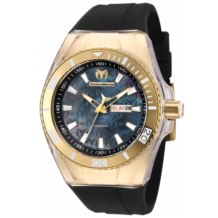 Technomarine Men’s Quartz Watch – Cruise Monogram Black Dial Rubber Strap | TM-115374