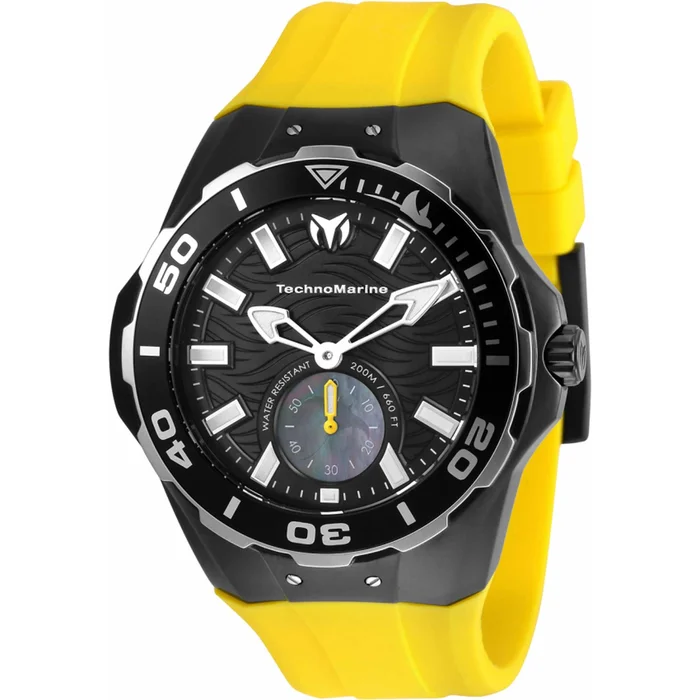 Technomarine Men’s Watch – Cruise Black MOP Dial Yellow Rubber Strap | TM-120012