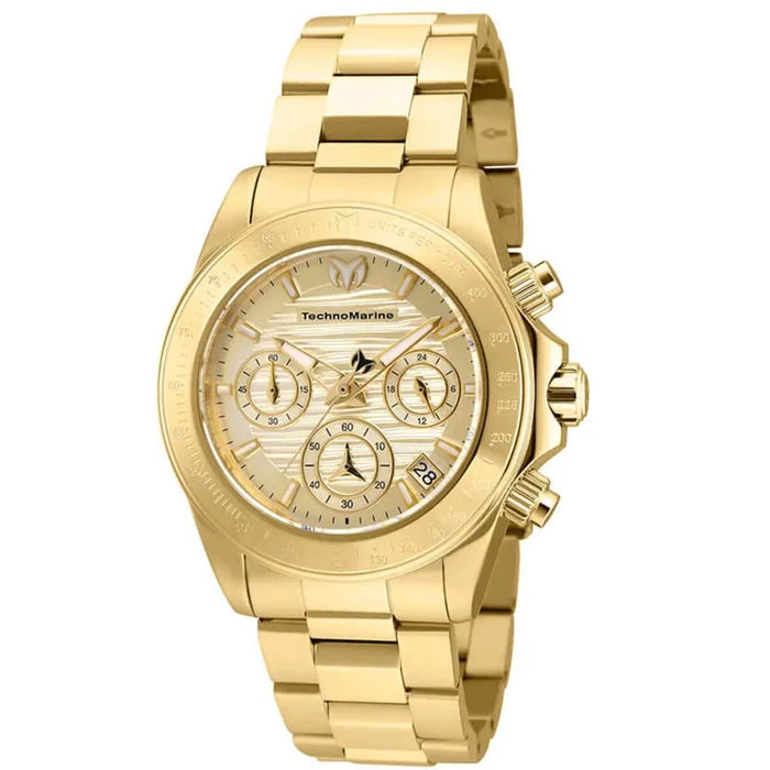 Technomarine Women’s Chronograph Watch – Manta Ray Gold Tone Dial Bracelet | TM-219013