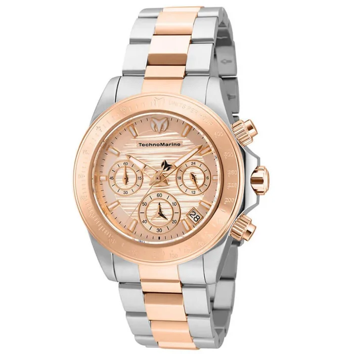 Technomarine Women’s Chronograph Watch – Manta Ray Rose Gold Dial Bracelet | TM-219016
