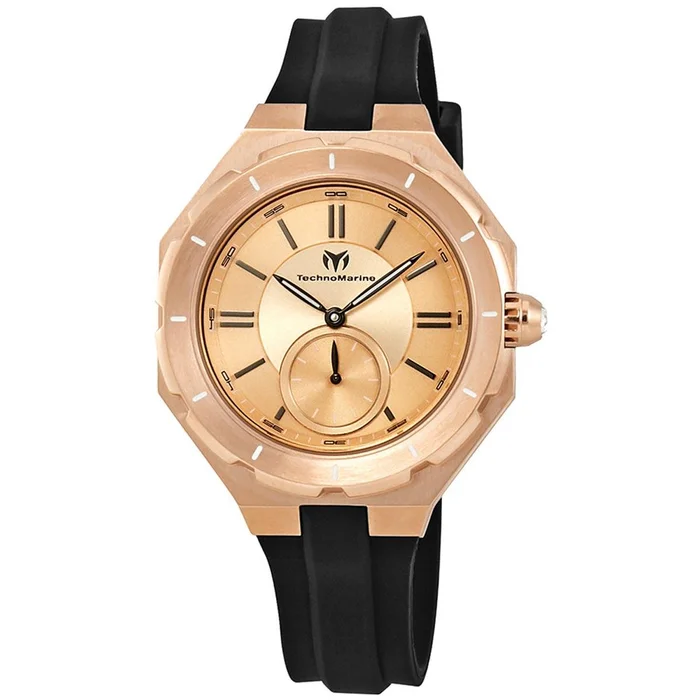 Technomarine Women’s Quartz Watch – Cruise Sea Rose Gold Dial Black Strap | TM-118007