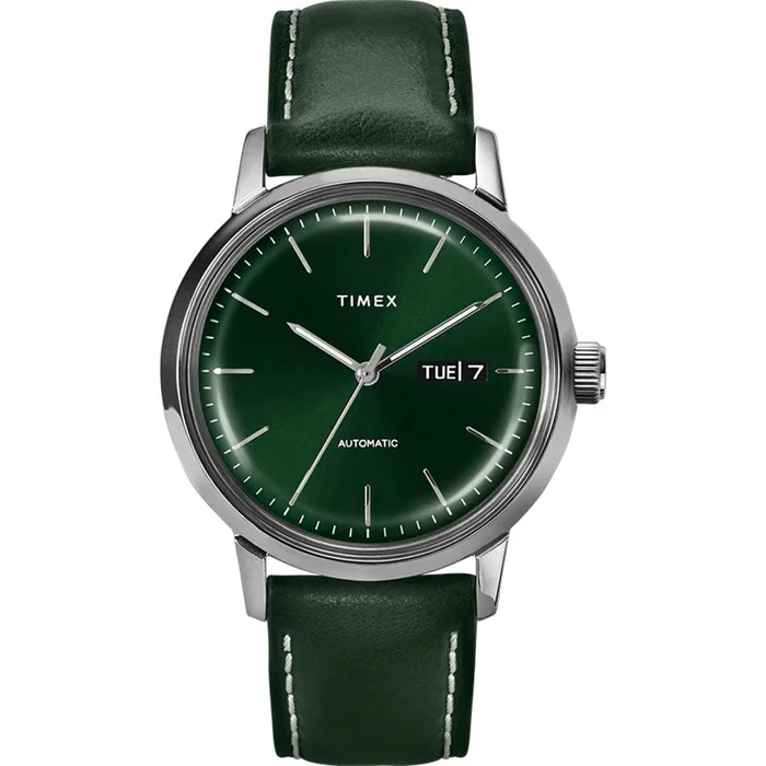 Timex Men’s Automatic Watch – Marlin Green Dial Leather Strap | TW2U11900ZV