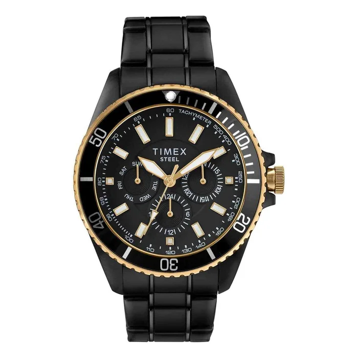 Timex Men’s Chronograph Watch – Black IP Stainless Steel Bracelet | TW2T59100