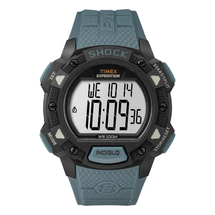 Timex Men’s Chronograph Watch – Expedition Base Shock Grey Dial Resin Strap | TW4B09400JV