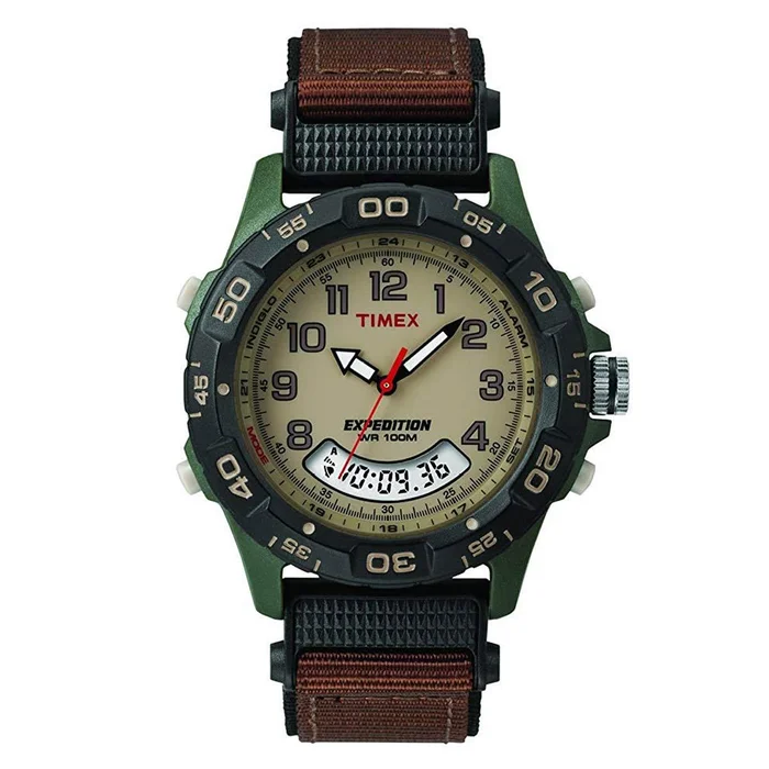 Timex Men’s Chronograph Watch – Expedition Combo Beige Dial Nylon Strap | T45181JV