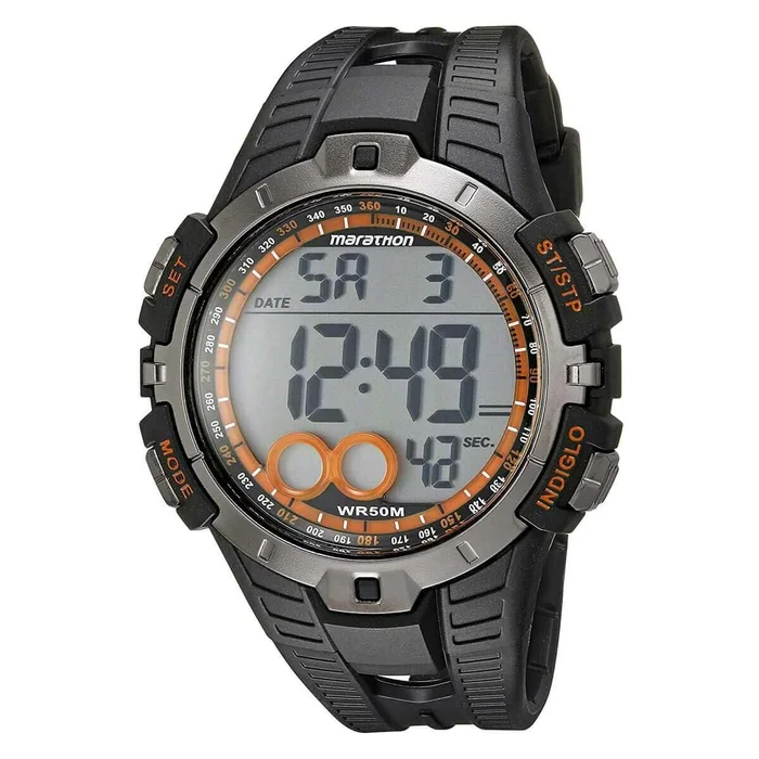 Timex Men’s Chronograph Watch – Marathon Grey Digital Dial Rubber Strap | T5K801