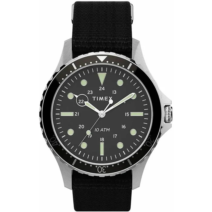 Timex Men’s Quartz Watch – Navi XL Rotating Bezel Black Dial Strap | TW2T75600VQ