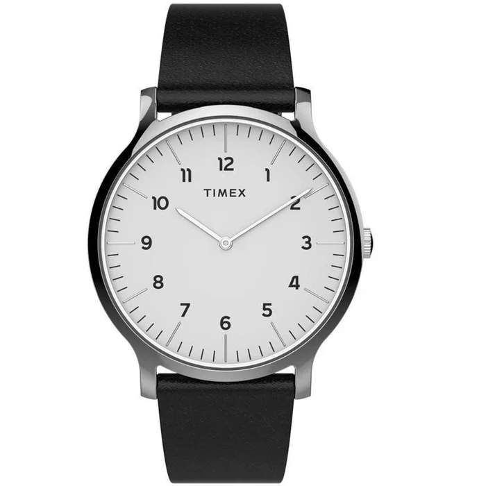 Timex Men’s Quartz Watch – Norway White Dial Black Leather Strap | TW2T66300VQ
