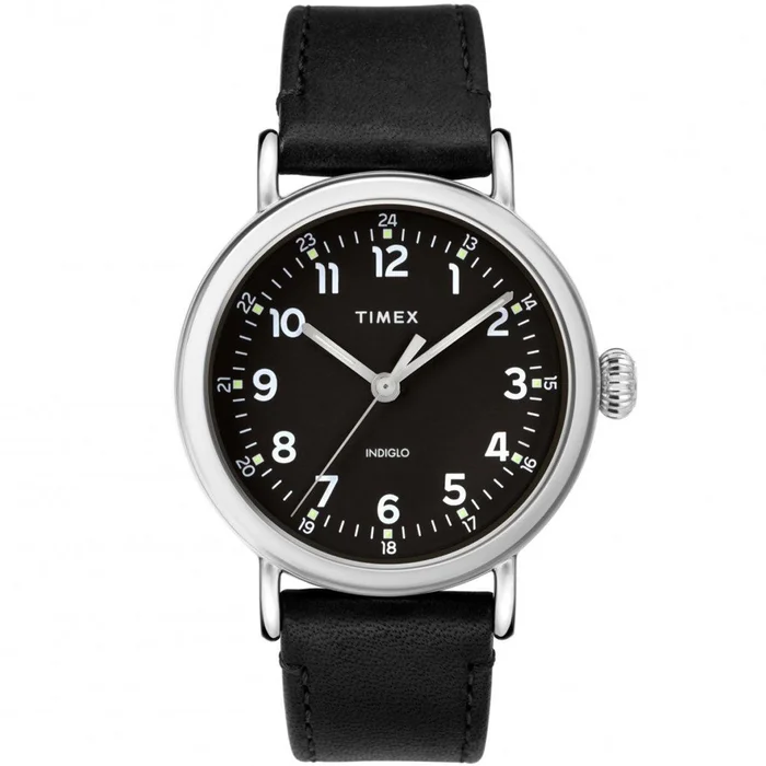 Timex Men’s Quartz Watch – Standard Black Dial Leather Strap | TW2T20200VQ