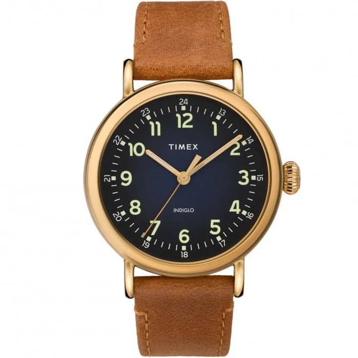 Timex Men’s Quartz Watch – Standard Blue Dial Brown Leather Strap | TW2T20000VQ