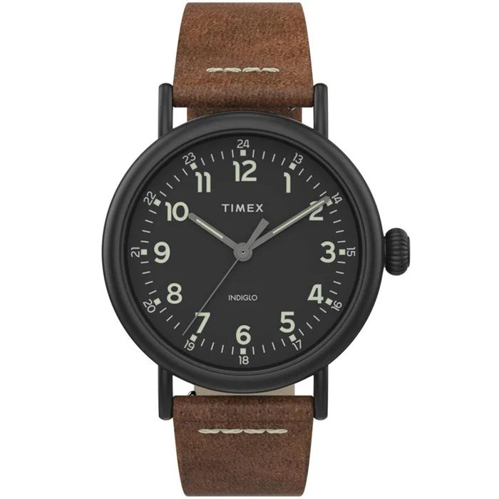 Timex Men’s Quartz Watch – Standard Grey Dial Green Leather Strap | TW2T20100VQ