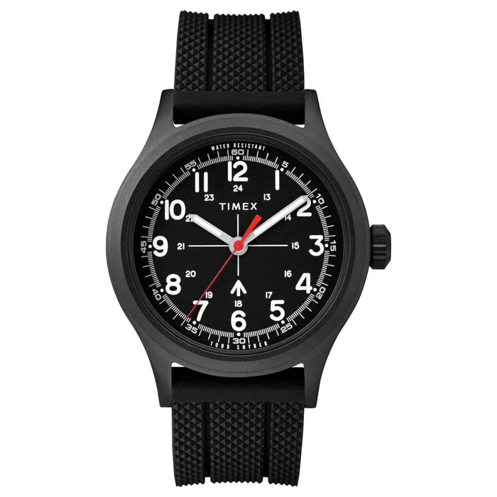 Timex Men’s Quartz Watch – Todd Snyder Military Black Dial Rubber Strap | TW2T82400JR