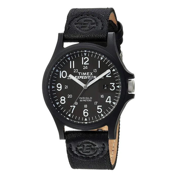 Timex Men’s Strap Watch – Expedition Acadia Black Nylon & Leather | TW4B08100JV