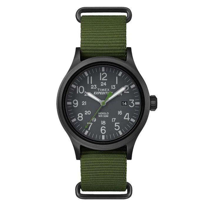 Timex Men’s Strap Watch – Expedition Scout Quartz Black Dial Green Nylon | TW4B04700JV