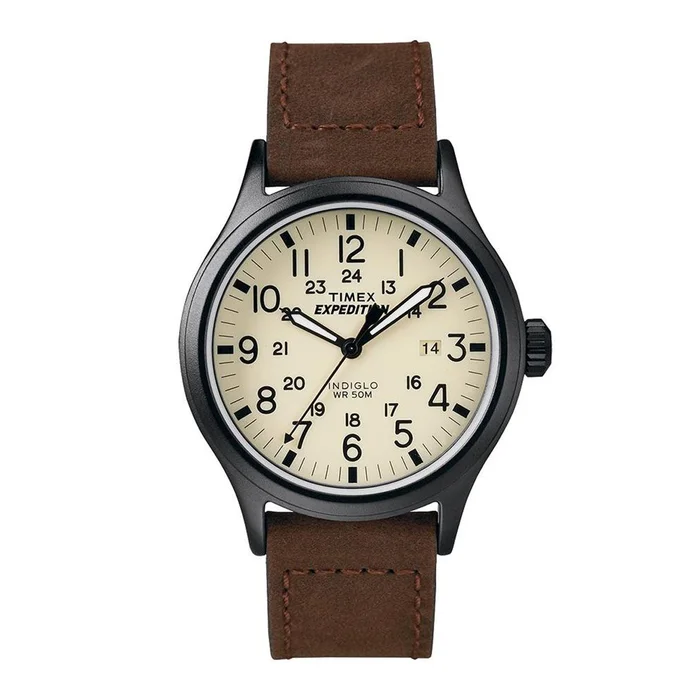 Timex Men’s Strap Watch – Expedition Scout Quartz Date Brown Leather | T49963JV