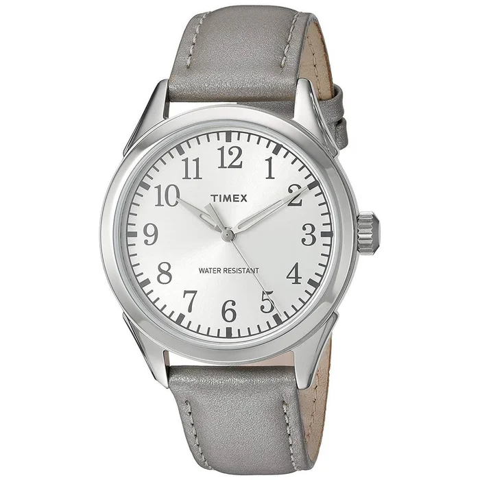 Timex Women’s Quartz Watch – Briarwood Silver Tone Dial Leather Strap | TW2P99400