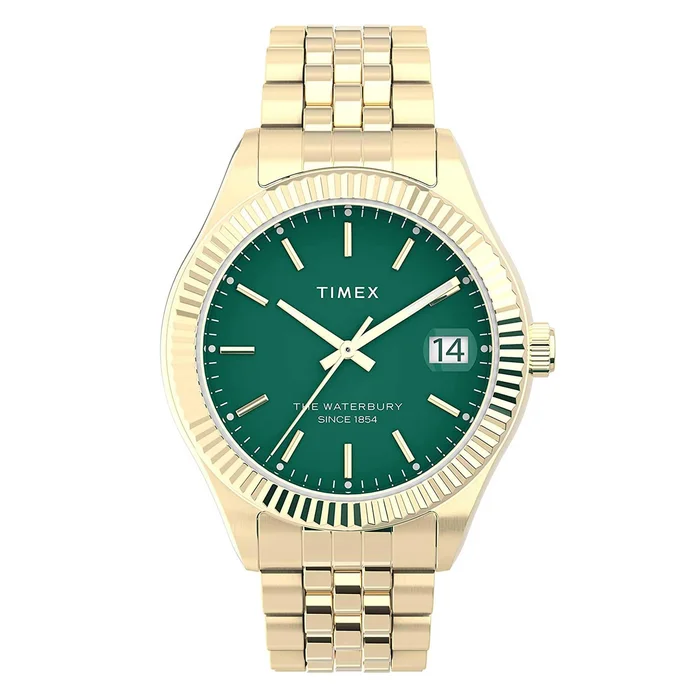 Timex Women’s Quartz Watch – Waterbury Legacy Green Dial Steel Bracelet | TW2V31700VQ