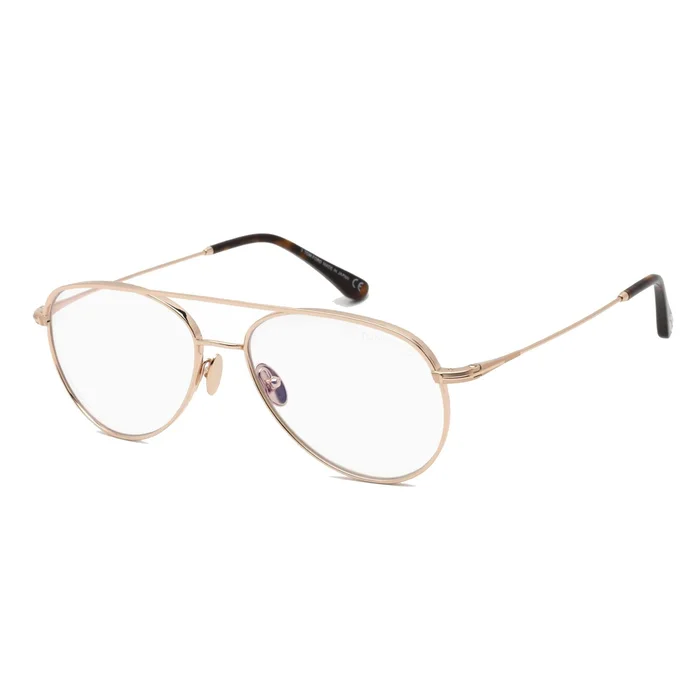 Tom Ford Men’s Eyeglasses – Shiny Rose Gold Pilot Full-Rim Metal Frame | FT5693-B 028