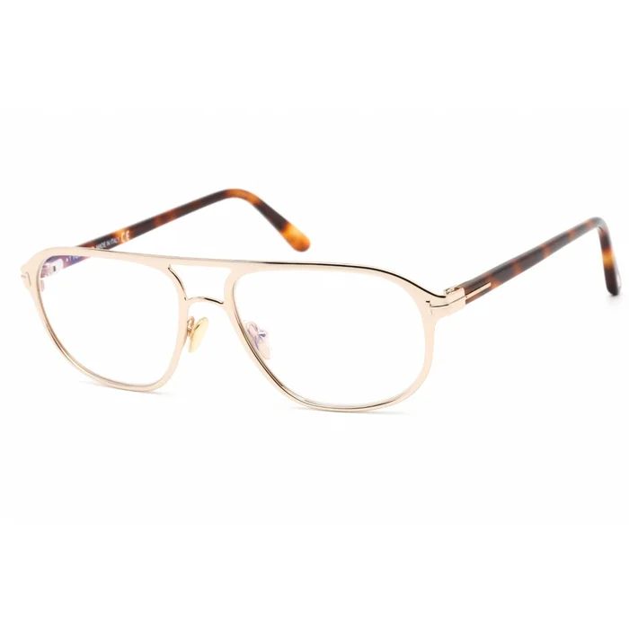Tom Ford Men’s Eyeglasses – Shiny Rose Gold Pilot Metal Full-Rim Frame | FT5751-B 028