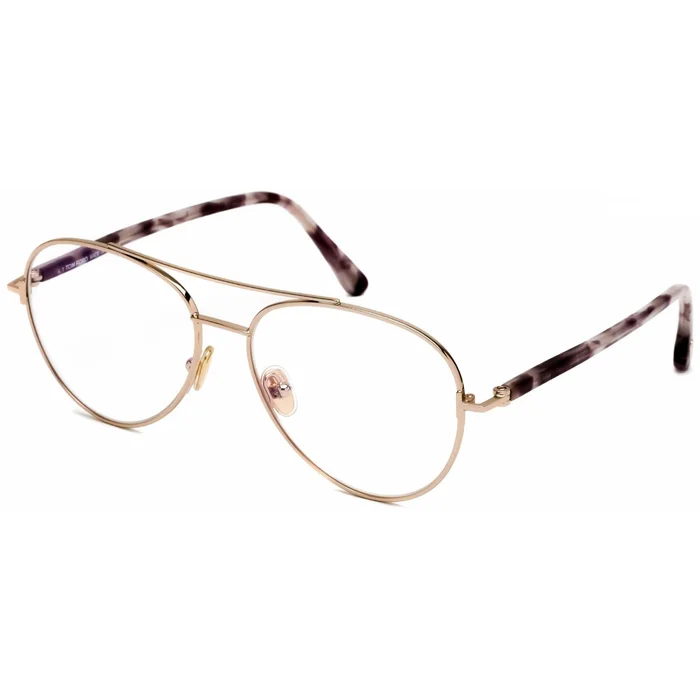 Tom Ford Men’s Eyeglasses – Shiny Rose Gold/Smoke Aviator Metal Frame | FT5684-B 28A