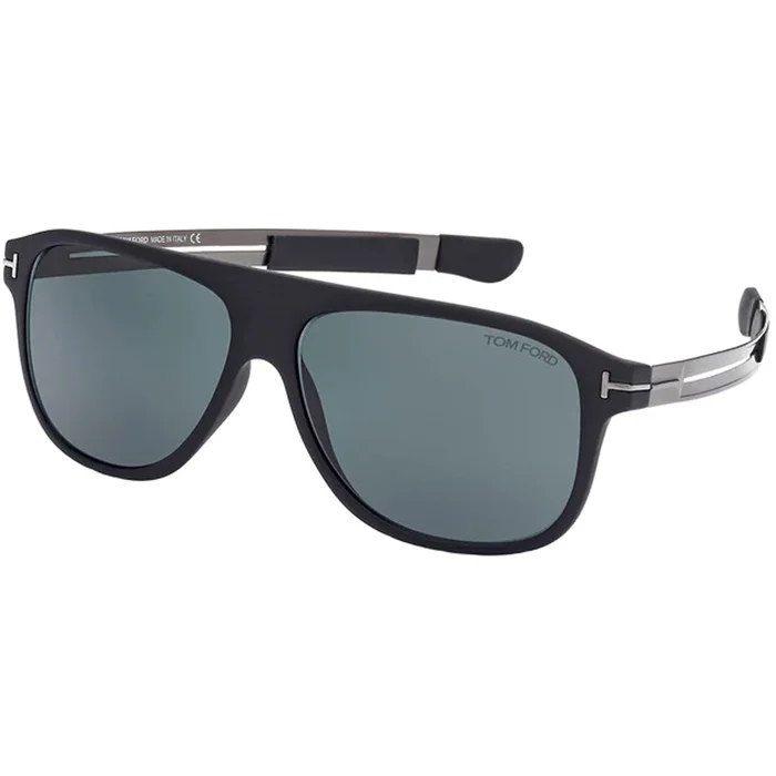 Tom Ford Men’s Sunglasses – Todd Black Square Plastic Frame Green Lens | FT08805902V