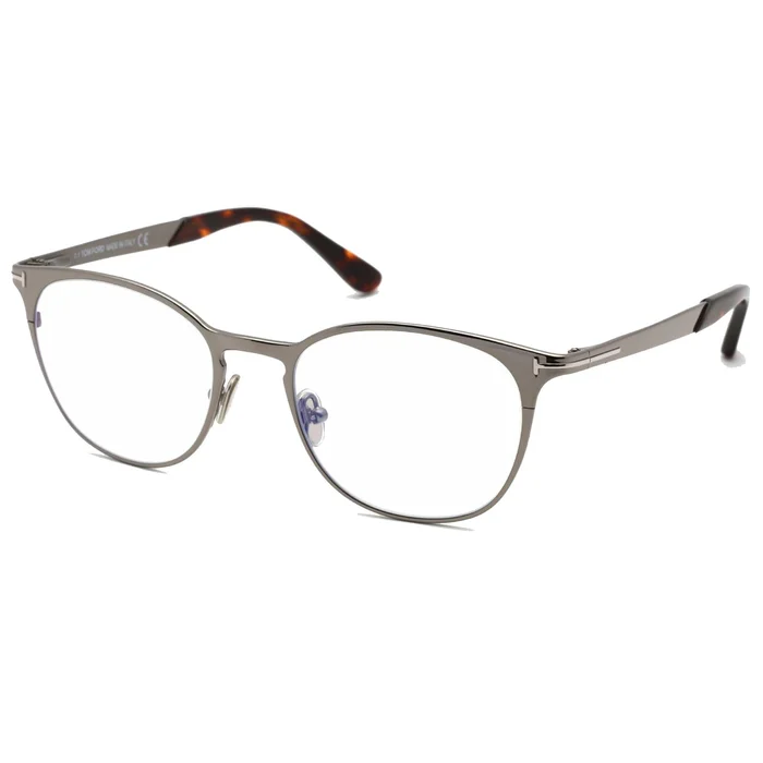 Tom Ford Unisex Eyeglasses – Shiny Gunmetal Full-Rim Metal Frame, 52 mm | FT5732-B 008