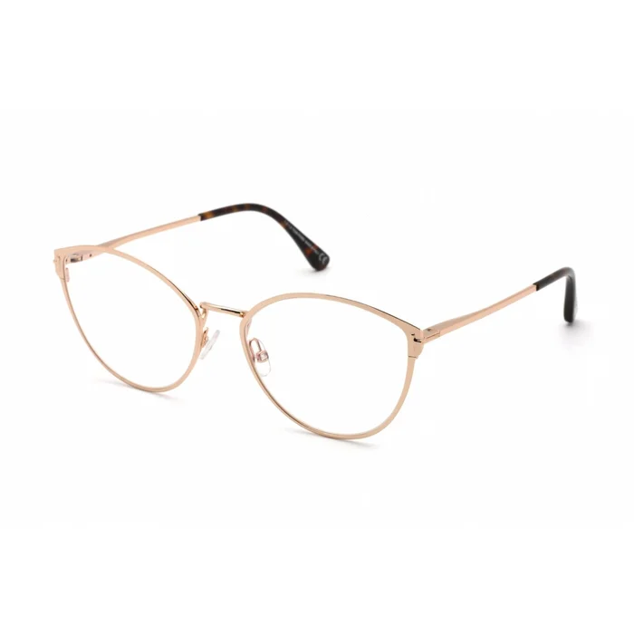 Tom Ford Women’s Eyeglasses – Rose Gold Round Metal Full-Rim Frame | FT5573-B 028
