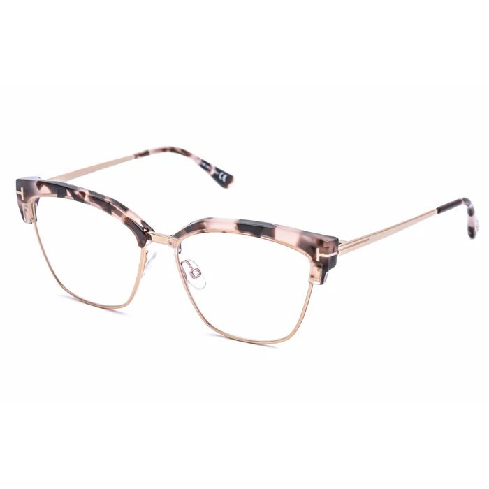 Tom Ford Women’s Eyeglasses – Shiny Pink Havana Metal/Plastic Frame | FT5547-B 054