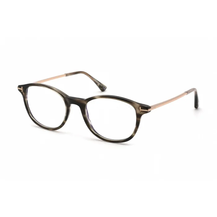 Tom Ford Women’s Eyeglasses – Shiny Striped Black Round Plastic Frame | FT5553-B 056