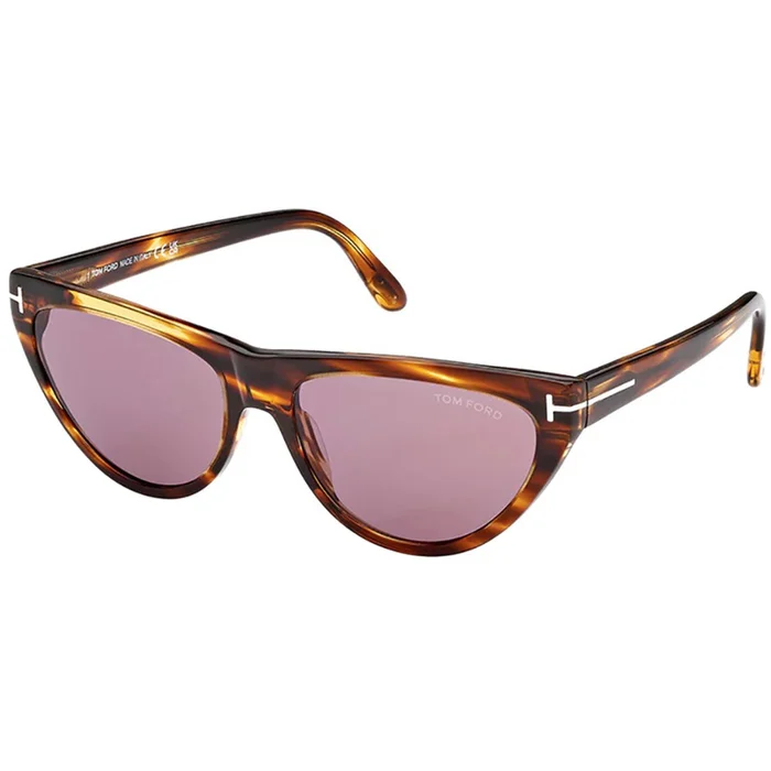 Tom Ford Women’s Sunglasses – Amber-02 Violet Lens Havana Cat Eye Frame | FT0990 55Y